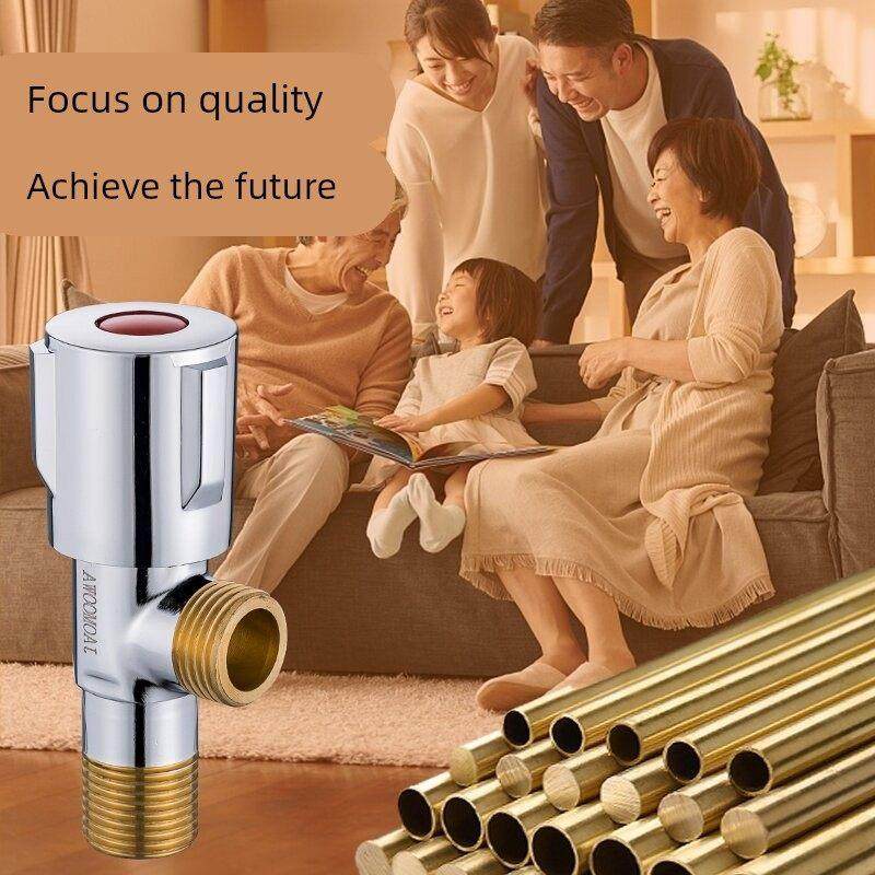 全铜加厚三角阀冷热水器马桶止水阀门开关家用一进二出4分防爆