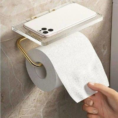 Luxury Gold Toilet Paper Holder with Shelf No Punching