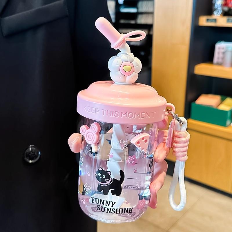 夏天水杯女新款2025高颜值办公室咖啡杯创意可携式搅拌杯带吸管杯