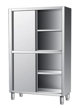 四门碗柜商用不锈钢储物柜304碗柜立式推拉门不锈钢保洁柜收纳柜