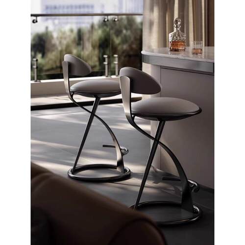 铁背艺不锈钢吧台椅高009脚凳家用约餐椅简岛台酒店皮艺靠级感高