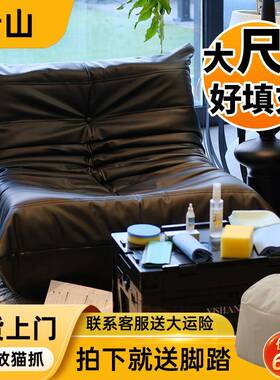 需定制毛毛虫沙发防猫爪客厅可睡可躺阳台单人卧室布艺黑色真皮懒