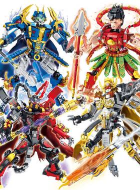 T2074-T2081国风机甲男孩儿童拼组装中国积木玩具摆件模型