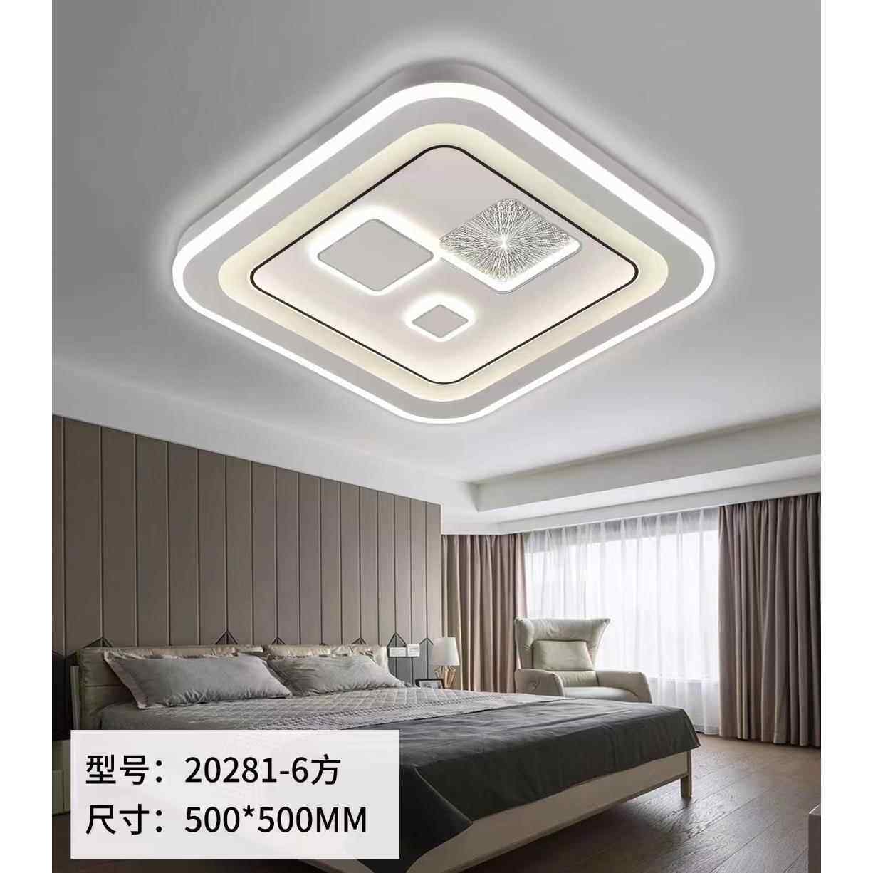 新款房间圆形吸顶灯LED压克力简约现代智能语音卧室长方形餐客厅