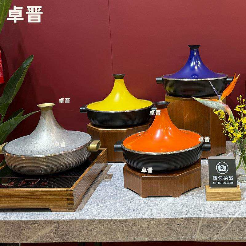 304三层钢彩色吉塔暖菜锅酒店自助餐保温炉布菲炉加热网红酒店款