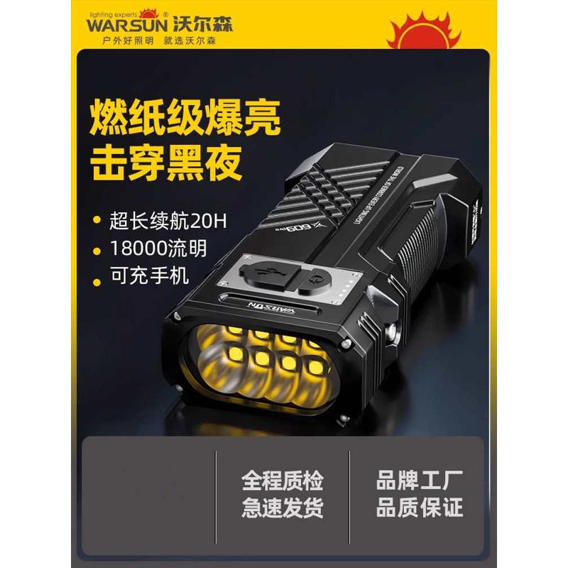 沃尔森X609pro强光充电超亮户外便携远射迷你变焦小型战术氙气灯