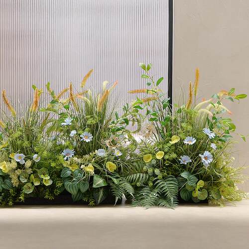 小清新仿真植物绿植组合狗尾巴草墙角装饰品隔断客厅服装店面装潢