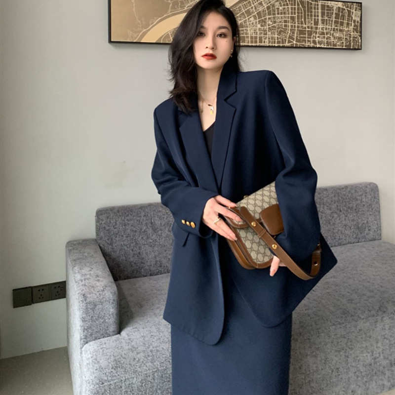 2329大码女装遮肉显瘦半身裙套装胖妹妹洋气减龄西装外套一件代发