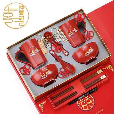 新款采购产品婚妇的结婚礼品，的朋友夫，新夫妻餐具，碗和筷子套