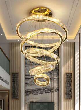 别墅山客厅大吊灯OFT复775式楼挑空吊灯广东L中灯奢具现代轻楼梯
