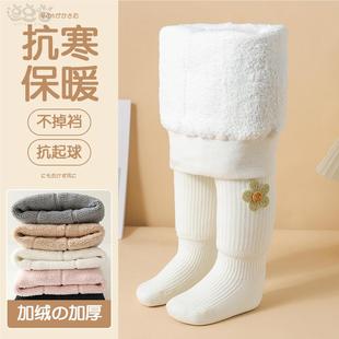 袜加绒一体保暖连脚女童连体袜 加厚大PP宝宝打底裤 婴儿连裤 袜冬款