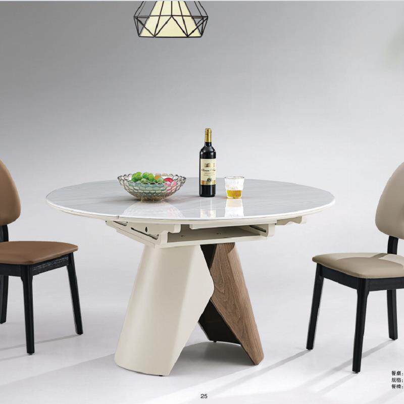 实木岩板餐桌椅折叠餐桌组合现代客厅多功能长方形可变圆桌大圆桌