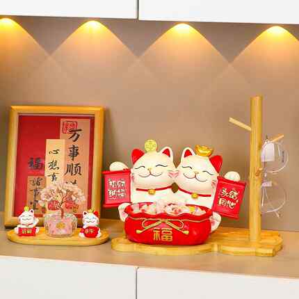 永结同心招财猫婚庆家居装饰品摆件嫁妆陪嫁礼品新人结婚客厅布置