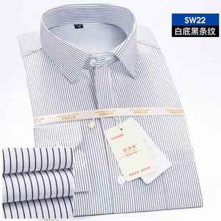 正品拉夫大·劳伦马球工春秋条纹长袖服衬衫男士中年蓝色作衬衣商