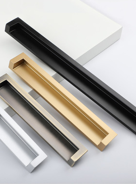 内嵌拉手 黑色暗装门把手 美式衣柜内柜门小拉手挖抽屉把手包邮