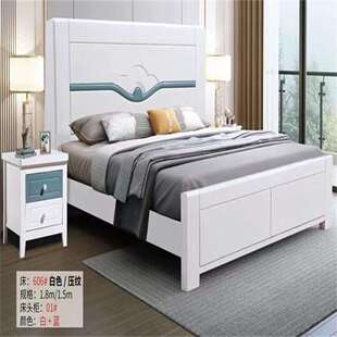 简约民宿实木床0.9米1.2米1.5米1.8米2米12mm厚松木床板实木床头