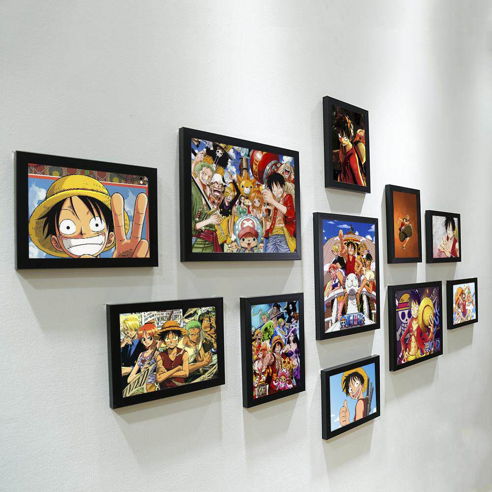 海贼王装饰画挂画路飞贴画组合相框背景墙壁画照片墙画相框墙