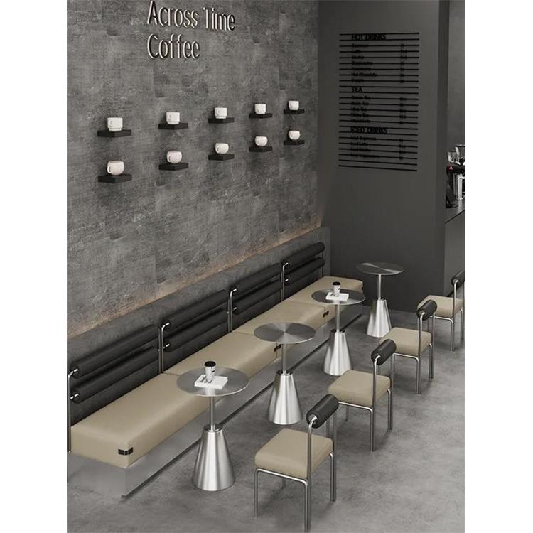 网红工业风奶茶店商用不锈钢靠墙卡座沙发主题餐厅咖啡厅桌椅组合