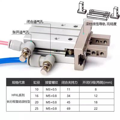 手指气缸 气动机械夹爪 HFZ16 HFZ20 HFK10 HFKL16 32 40