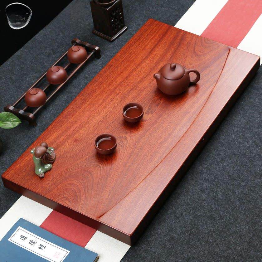 整块花梨原木茶盘实木茶台简约红木家用茶海大小号排水功夫茶具