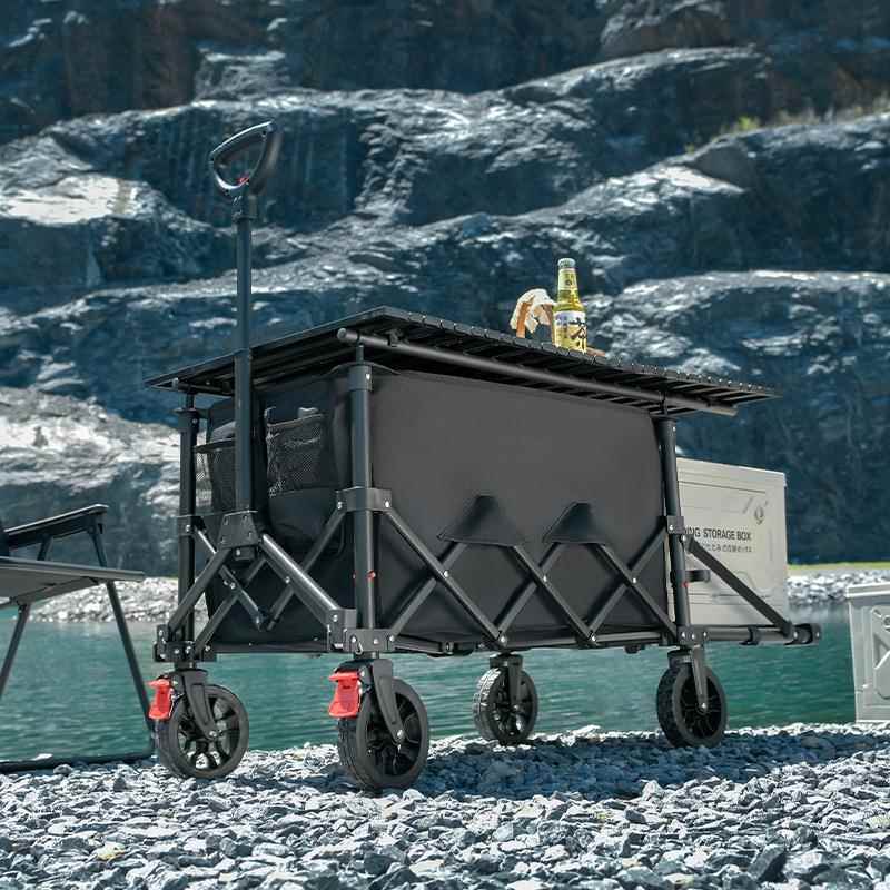 包邮露营推车小推车户外摆摊便携可折叠桌板手拉推车野餐营地推车