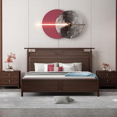 新中双式室现LST代简约1.8米实木卧床床婚床人1.5m床经济型大床婚