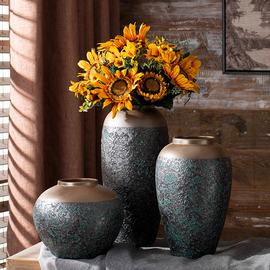 中式轻奢落地大号陶瓷花瓶客厅高级感家居装饰品摆件干花插花花器