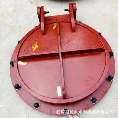 拍铸铁拍门侧翻门理拍585对开式圆形拍门附壁式铸铁水闸污水处钢