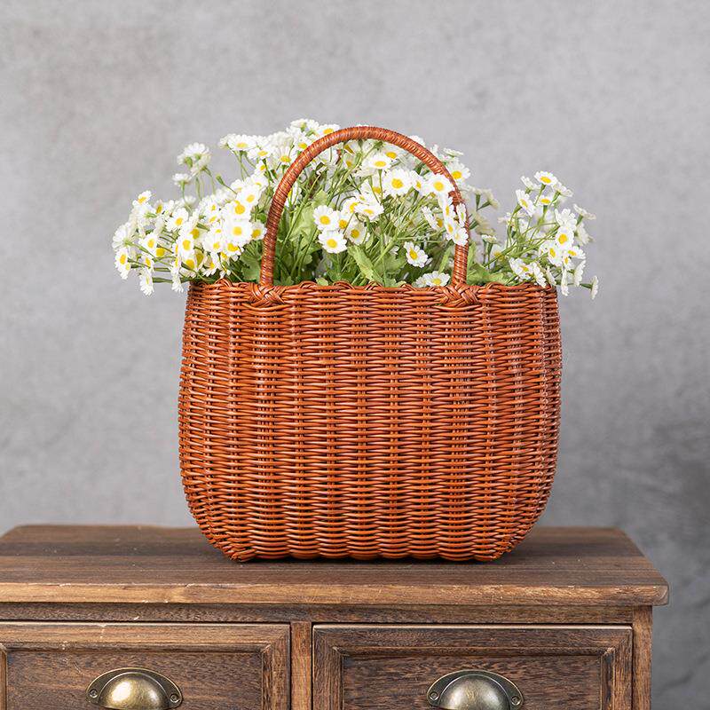 塑料编织购物篮手提菜篮子宠物框买菜洗澡篮浴室藤编浴筐收纳野餐