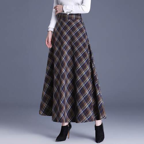Women's plus size woolen half skirt, women's high waisted