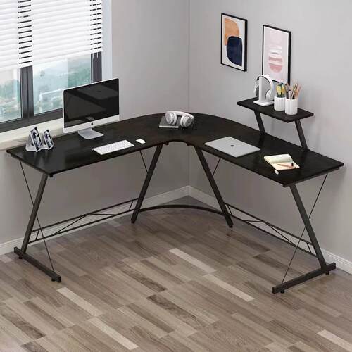 跨境亚马逊办公桌铁艺双人电脑桌简约板式L型式电脑桌电竞桌双人