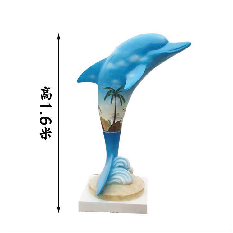 大型玻璃钢海豚摆件海洋动物模型雕塑酒店泳池水上乐园装饰品