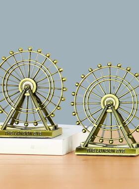 摩天轮小摆件铁艺旋转模型家居客厅房间卧室摆设品欧式创意装饰品