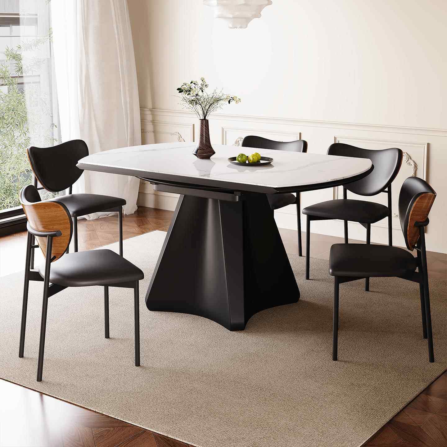 岩板餐桌椅组合现代简约家用小户型可伸缩折叠方圆两用全托 托饭,住宅家具,岩板餐桌,淘宝优惠券,粉丝福利购,淘宝优惠卷