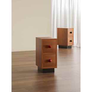 卧室超窄家用网红中古床头柜川田野柜复古感极窄小型床头柜整装 木