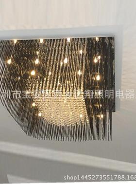 led吸顶灯水晶灯长方形客厅灯黑色现简约卧室灯具厂家