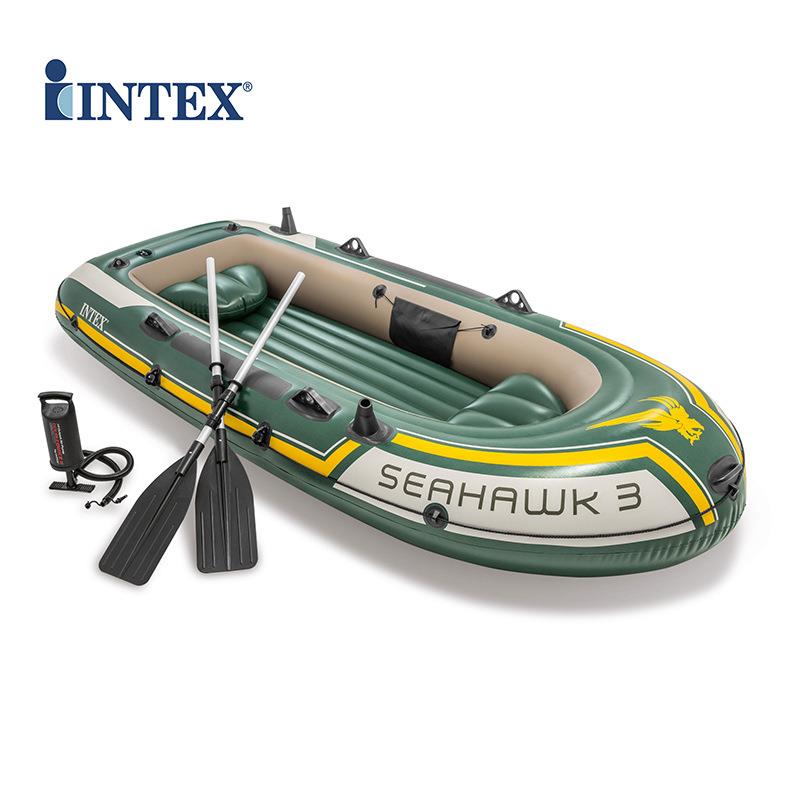 INTEX68380三人加厚皮划艇海鹰充气船气垫钓鱼船冲锋舟折叠橡皮艇