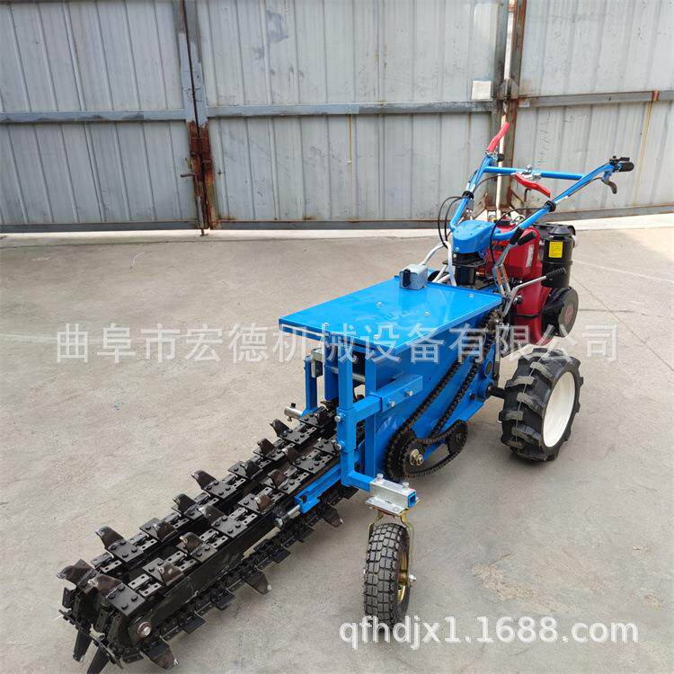 柴油电启动链条开沟机自走式线缆埋管开槽机胡同路面挖沟机
