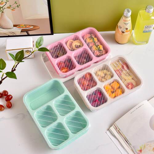 5grid Snack Box with Lid 1 Count Portable Leakproof Food