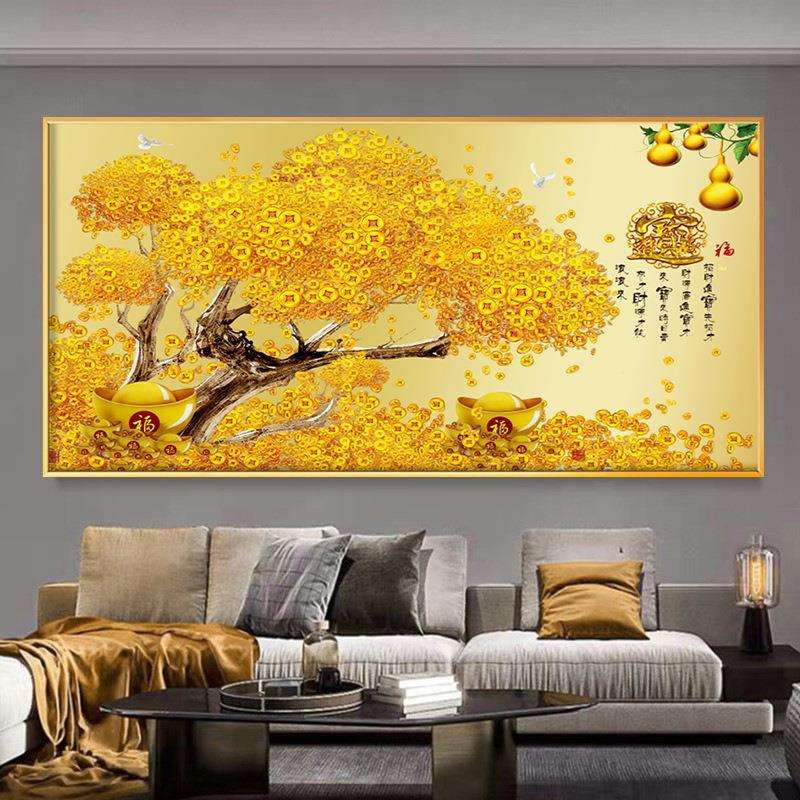 摇钱树招财进宝金色装饰画客厅餐厅酒店壁画商铺发财树挂画