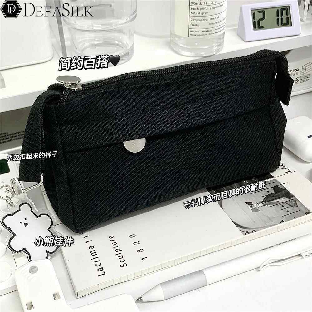 초등 및 중등 학생을위한 간단한 단색 대용량 연필 가방 고급 대학 스타일 편지지 보관 가방 학습 연필 케이스