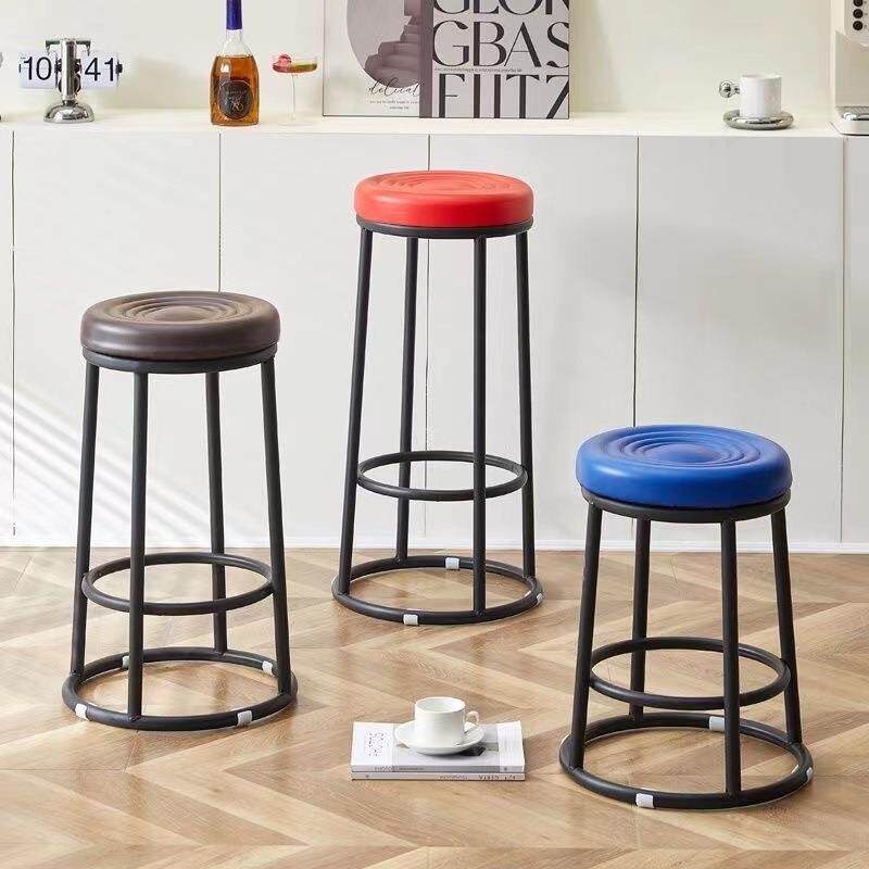 酒吧椅圆形吧台凳铁艺KTV吧凳手机店柜台前台凳子商用高脚凳椅子
