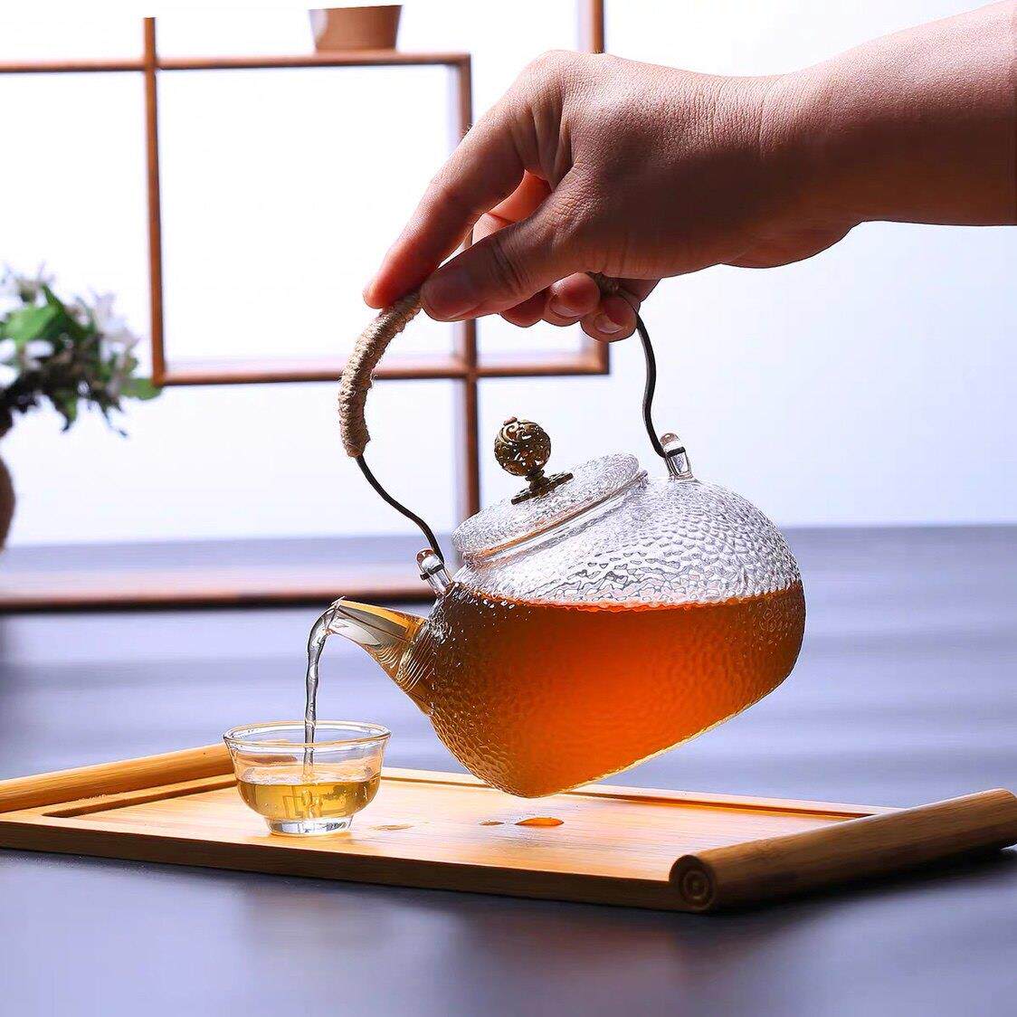 锤子图案耐高温玻璃锅电陶瓷炉沸水茶壶直火加热茶壶三方茶炉用具