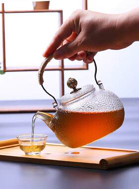 锤子图案耐高温玻璃锅电陶瓷炉沸水茶壶直火加热茶壶三方茶炉用具