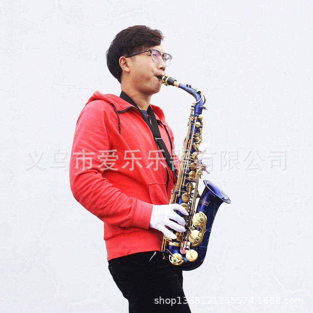源头工厂蓝色中音萨克斯乐器降e调中音管成人初学萨克斯全套Alto