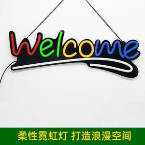 店招牌彩色灯welcome造型灯节日装饰霓虹灯安装便捷挂墙装饰夜灯