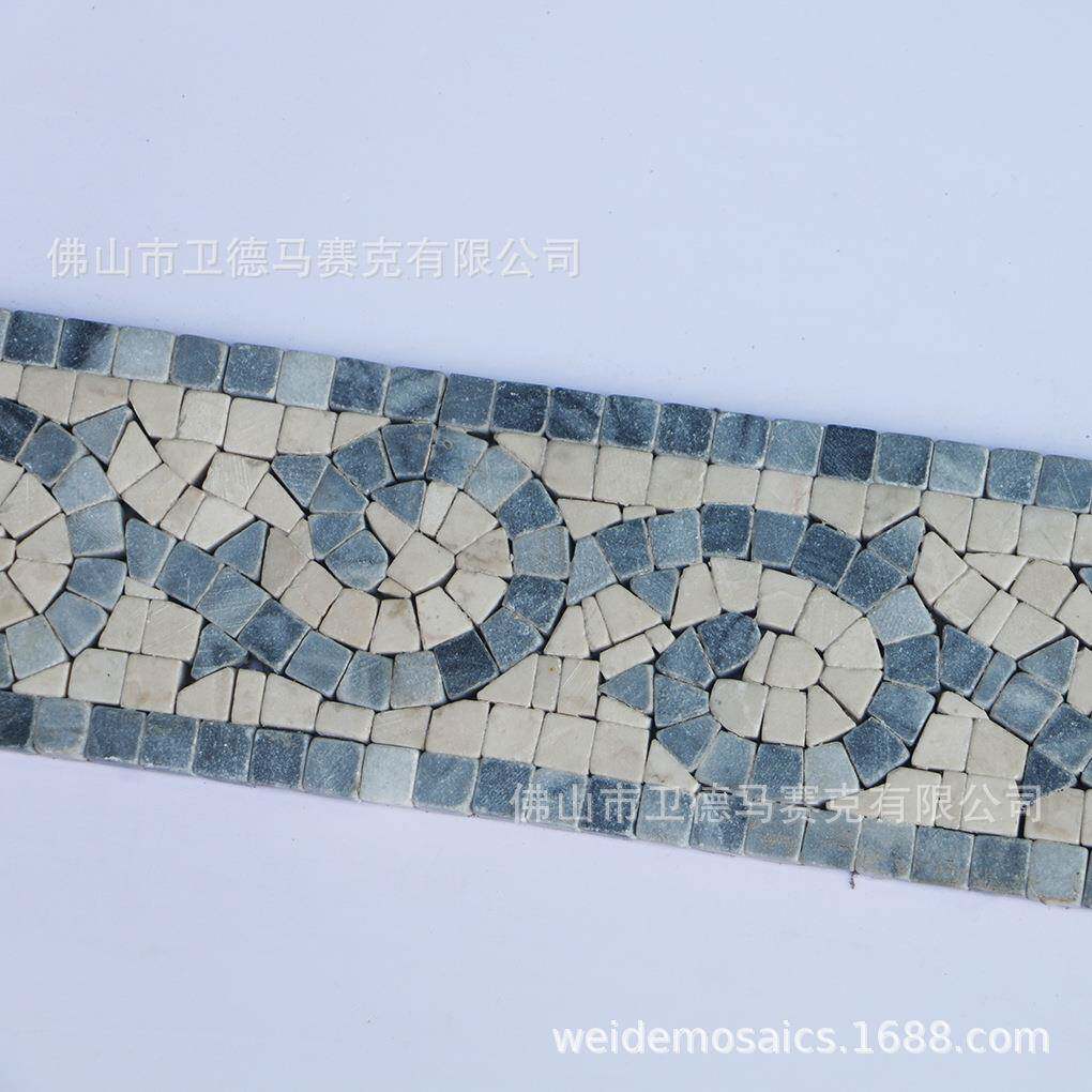 天然大理石马赛腰线石材马赛克7018克踢脚线波打线腰蔓围边藤图案