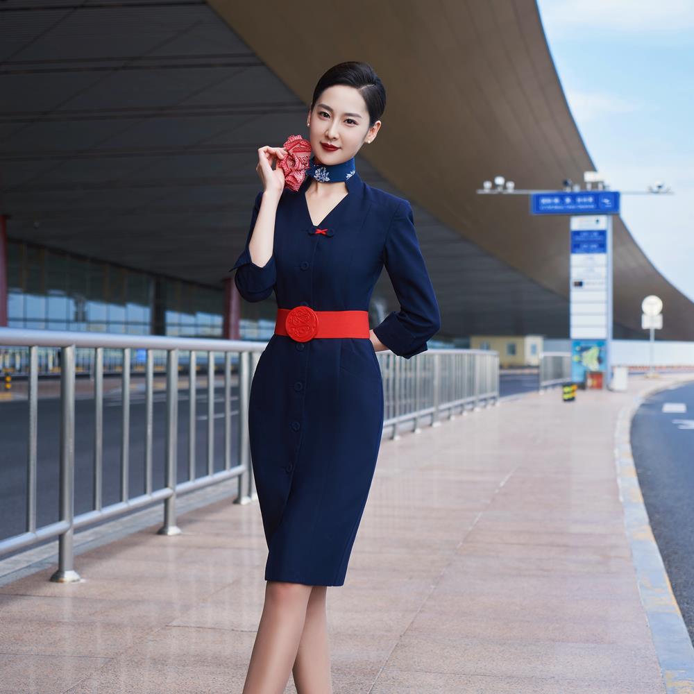 新品东航制空姐服高端连衣裙高级夏感空乘面试气质女神套装职业范