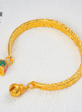 新款久不掉色时尚百搭古法民族风吉言开口手镯