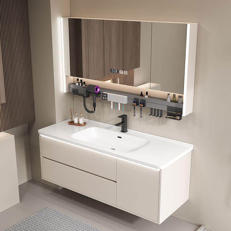 奶油风轻奢浴室柜组合陶瓷一体盆卫生间洗脸洗漱台洗手池现代简约
